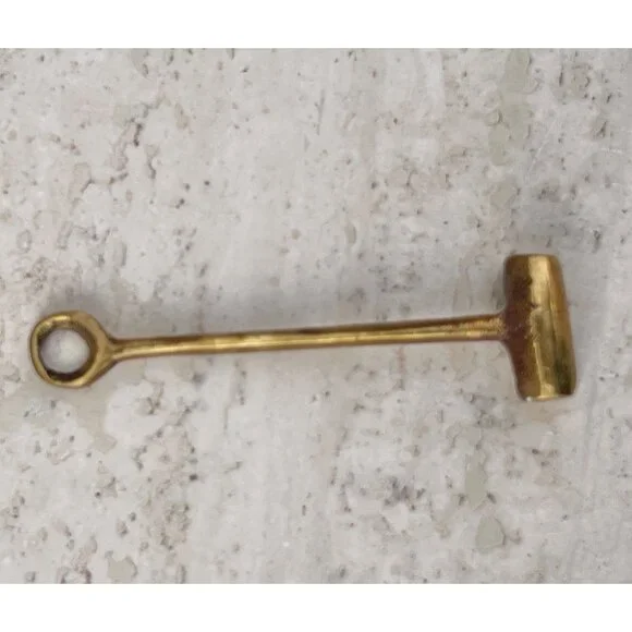 Brass Japanese Inspired Temple Bell Hammer & Gong Ornate Vintage Cross Striker - Picture 5 of 11